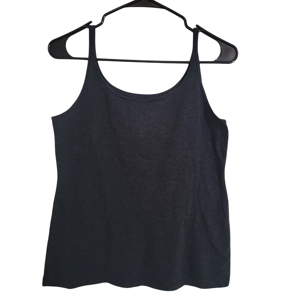 Eileen Fisher Tank Top Small Gray Stripe Cotton Casual Basic‎ Cotton Round Neck